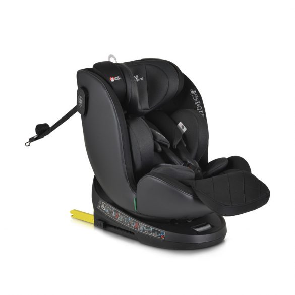 Cangaroo Castor I-Size 360°-ban forgatható ISOFIX gyermekülés, hangjelzéssel (40-150 cm) - Fekete