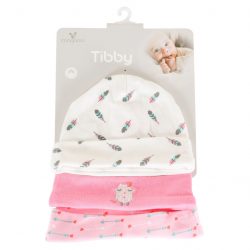 TIBBY sapkák 3 db/csomag 0-3 hó méret PINK