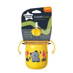   Tommee Tippee itatópohár - Superstar Training Straw Cup szívószálas 300ml 6hó sárga