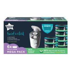   Tommee Tippee pelenkacsomagoló utántöltõ 6db,  pelenkatároló szemetessel Twist & Click