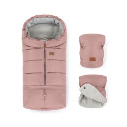   Petite and Mars Téli szett Jibot 3in1 bundazsák és kézmelegítõ kesztyû babakocsira Jasie Dusty Pink